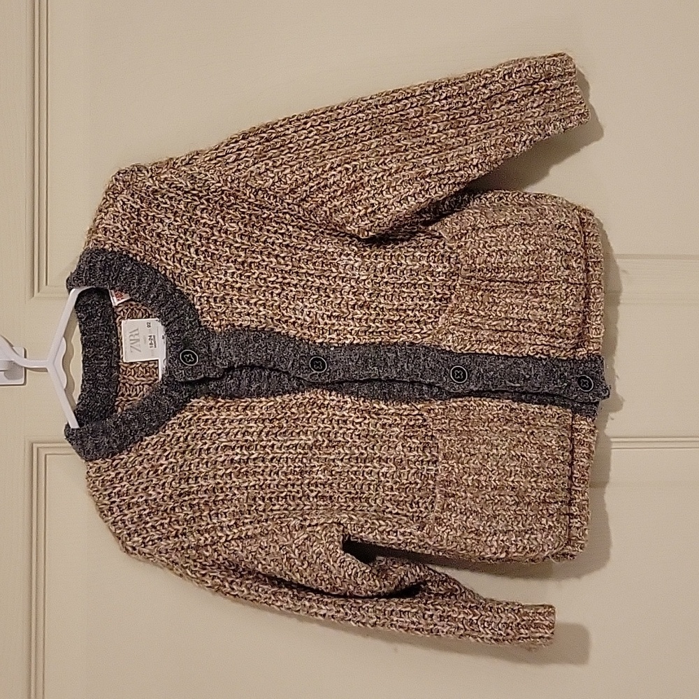 Zara Brown and Gray Knit Cardigan